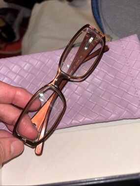 Fendi Translucent Brown Rectangular Women's Eyeglasses